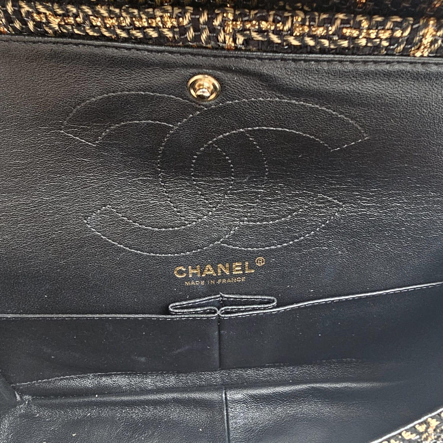 Chanel Gold Black Tweed Paris Byzance 2.55 226 Reissue Flap Bag 15