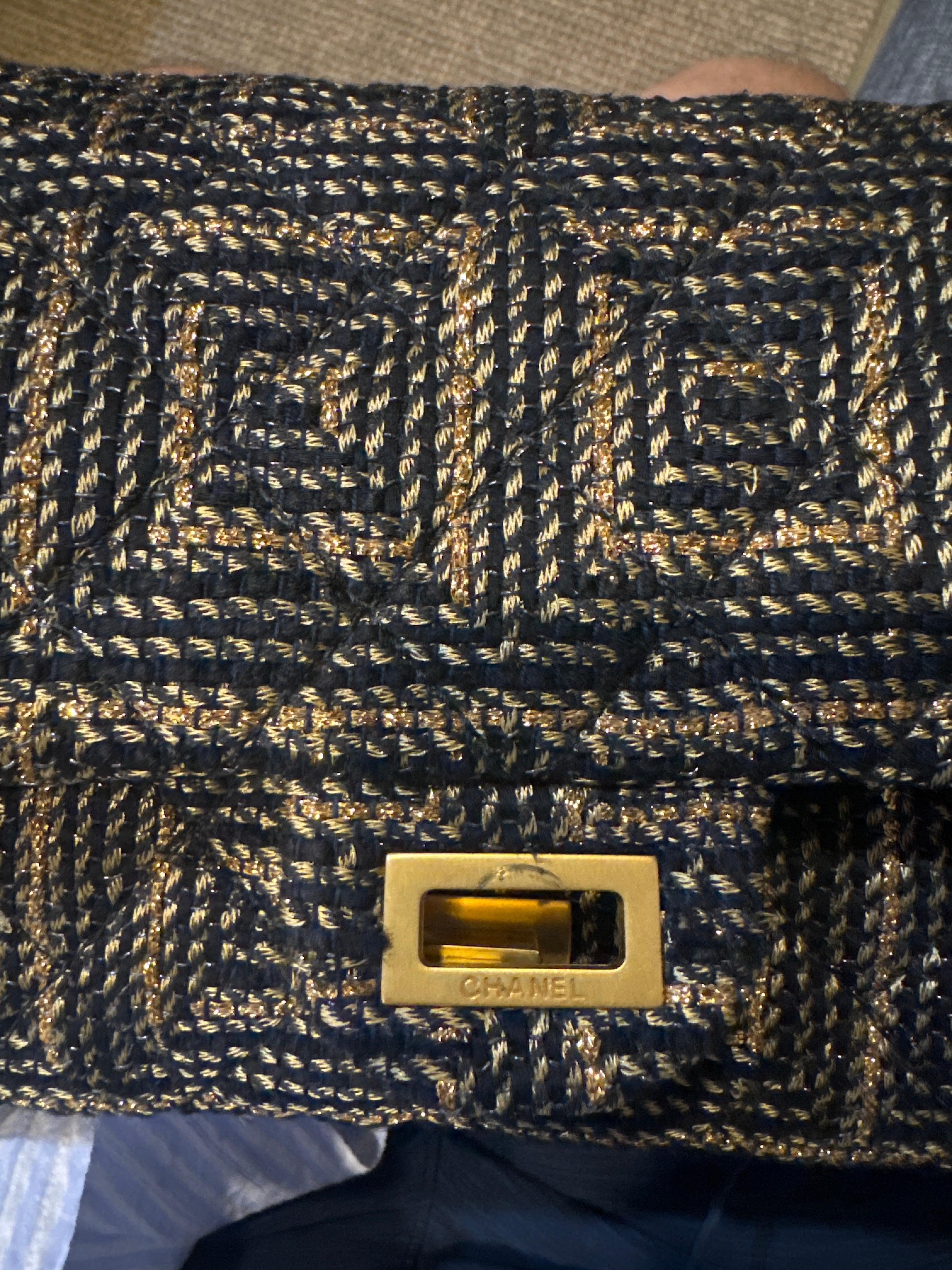 Chanel Gold Black Tweed Paris Byzance 2.55 226 Reissue Flap Bag 16