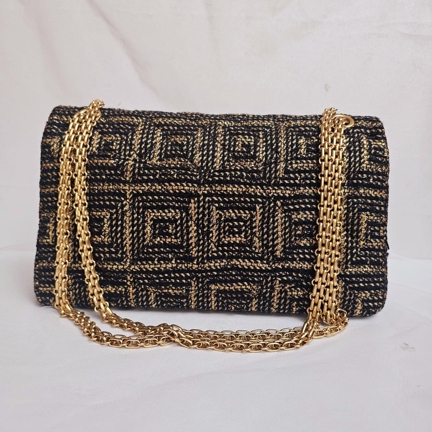 Chanel Gold Black Tweed Paris Byzance 2.55 226 Reissue Flap Bag 1