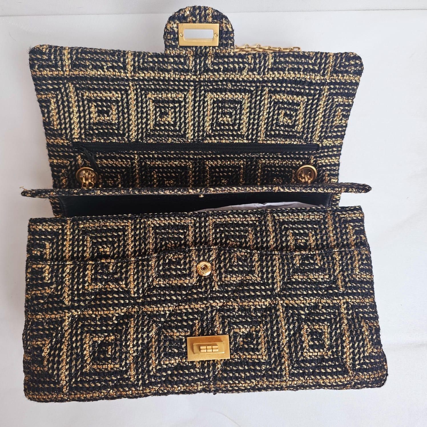 Chanel Gold Black Tweed Paris Byzance 2.55 226 Reissue Flap Bag 3