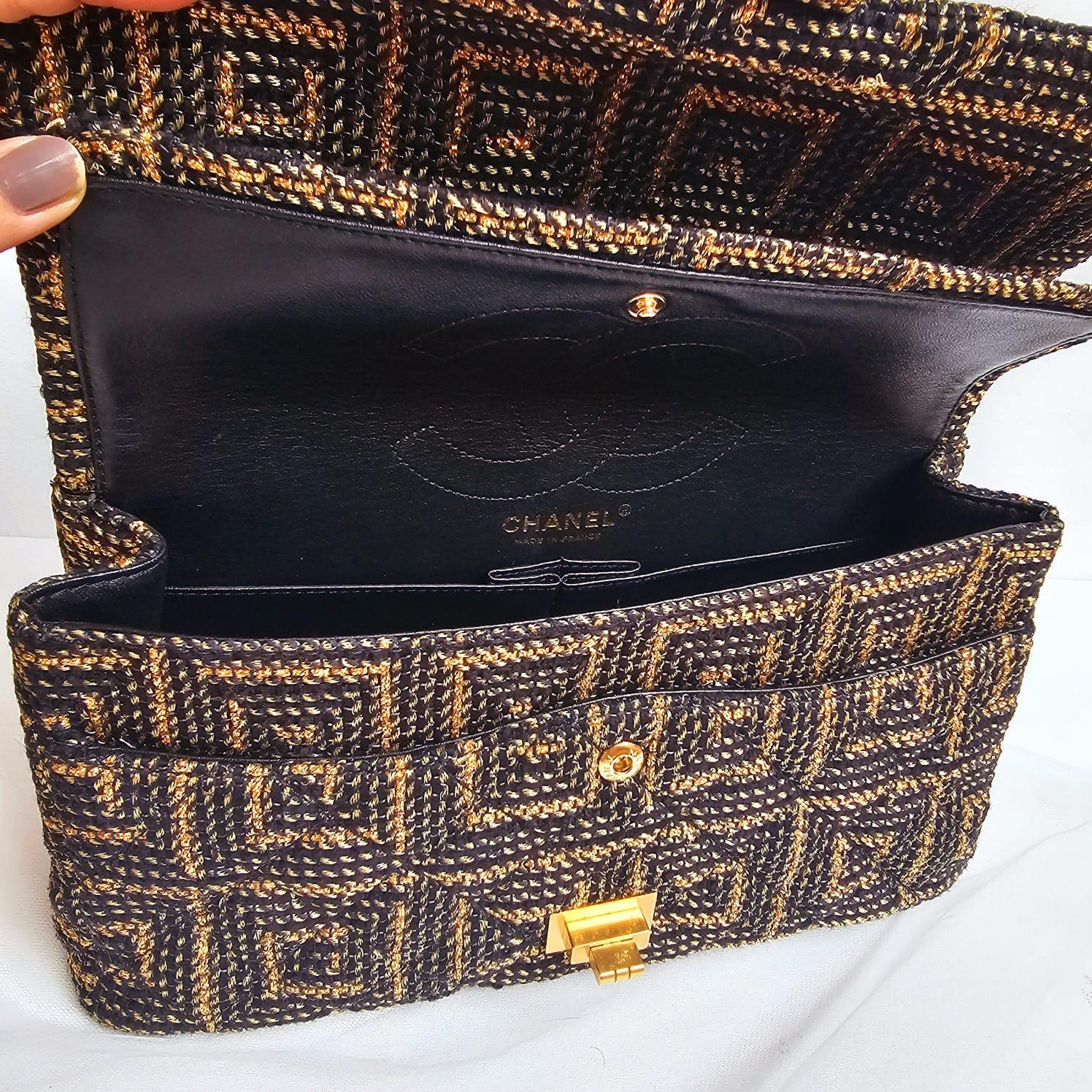 Chanel Gold Black Tweed Paris Byzance 2.55 226 Reissue Flap Bag 4