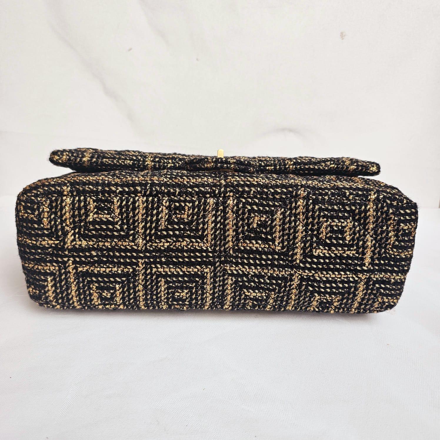 Chanel Gold Black Tweed Paris Byzance 2.55 226 Reissue Flap Bag 5