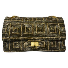 Chanel Gold Black Tweed Paris Byzance 2.55 226 Reissue Flap Bag