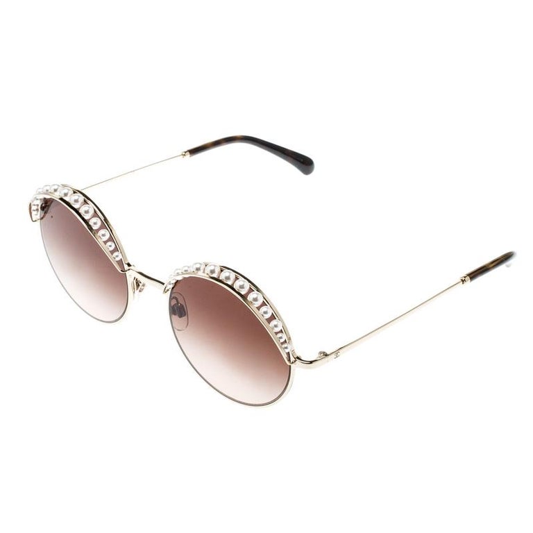 Chanel Gold/Brown Gradient 4234-H Round Sunglasses For Sale at 1stDibs   chanel gold round sunglasses, chanel 4234, where can i buy chanel sunglasses