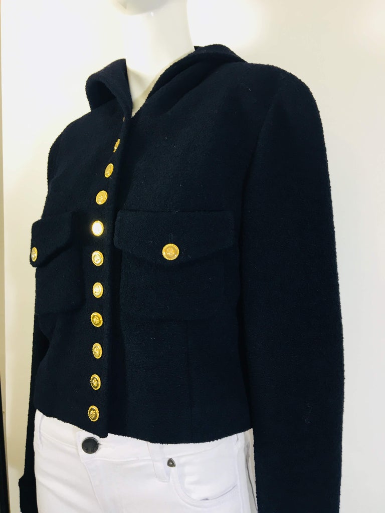 Chanel Gold Button Up Jacket at 1stDibs | navy jacket gold buttons