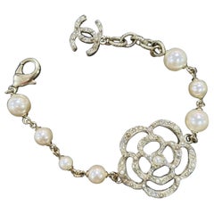 Chanel Gold Camellia and Faux Pearl Bracelet