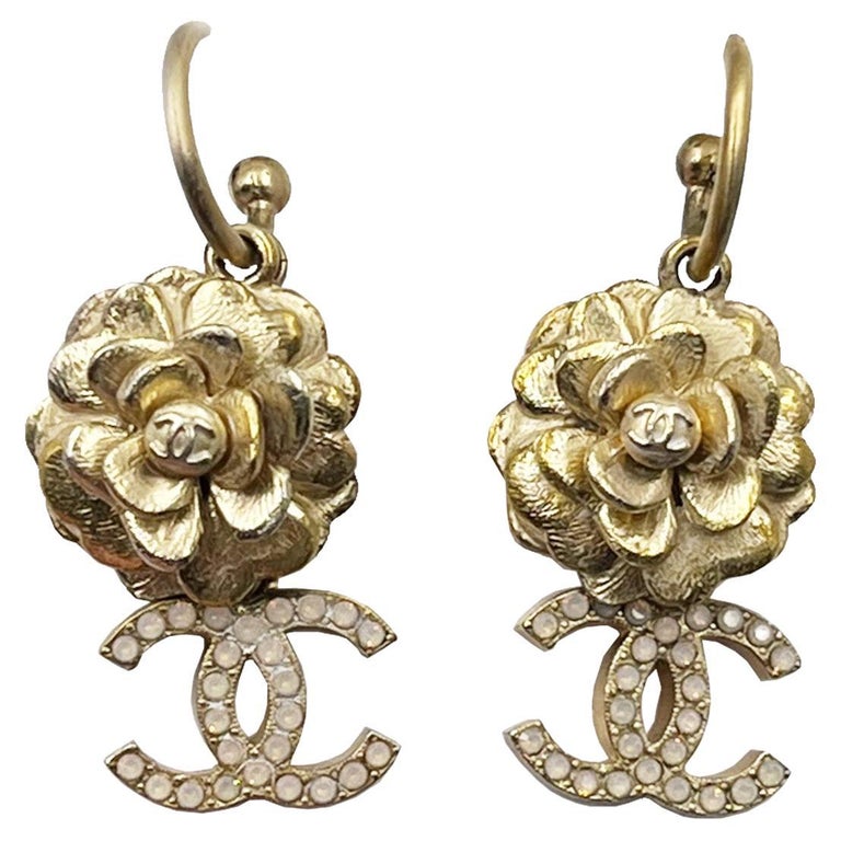 Chanel Camellia Earrings - 41 For Sale on 1stDibs  chanel earring flower,  chanel earrings camellia, chanel camellia diamond earrings