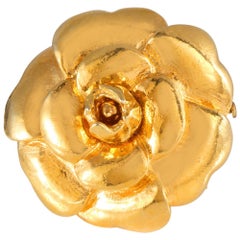 Chanel Gold Camellia Flower Pin