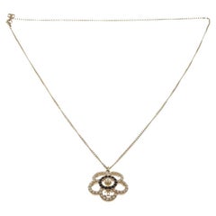 Chanel Gold Camellia Pearl Necklace