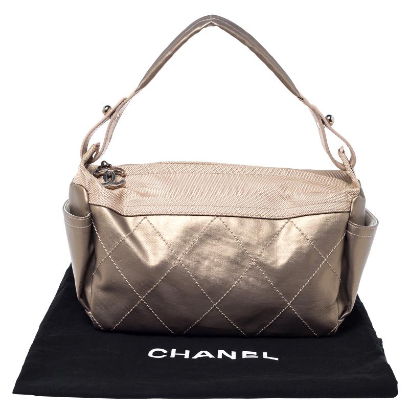 Chanel Gold Canvas Paris Biarritz Shoulder Bag 8