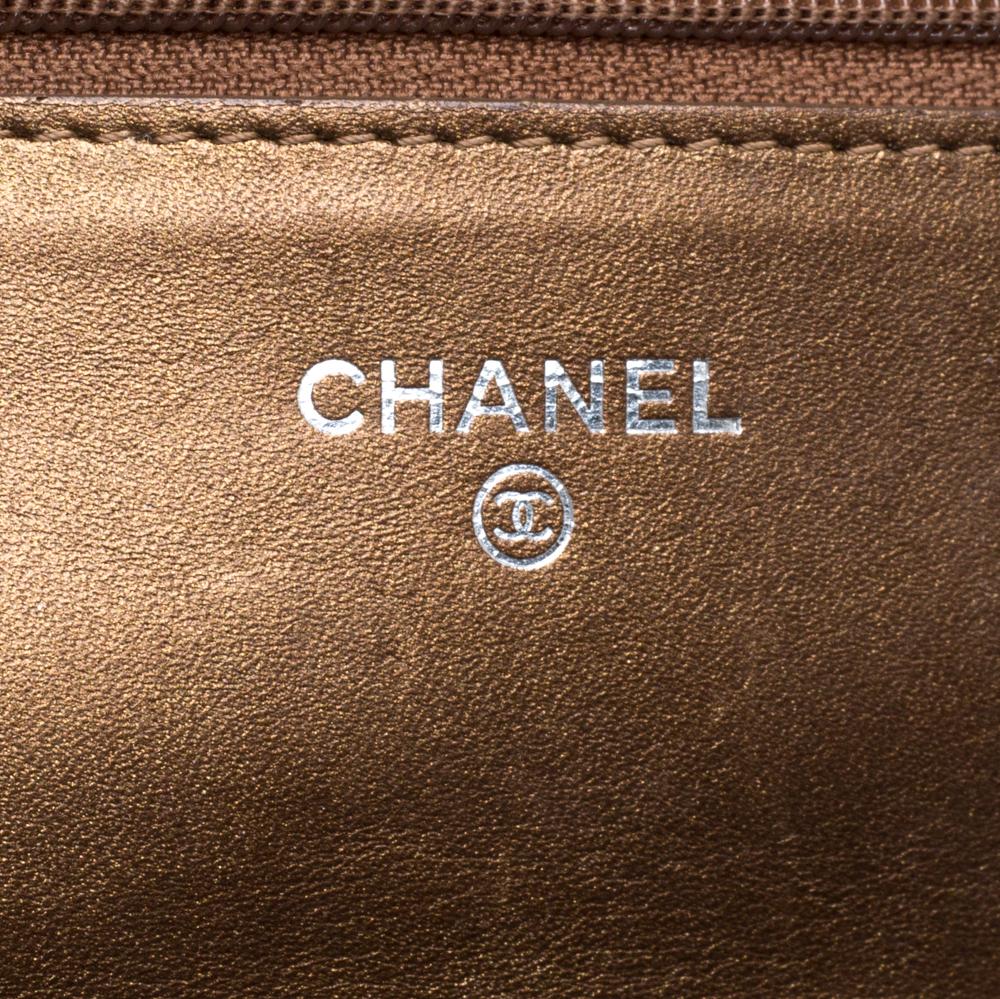 Chanel Gold Caviar Leather CC Timeless Wallet On Chain 2