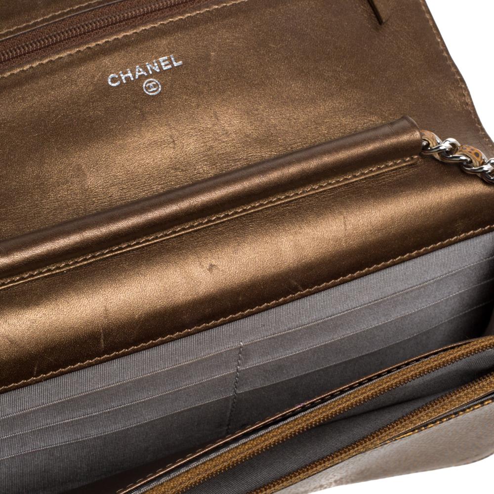 Chanel Gold Caviar Leather CC Timeless Wallet On Chain 4