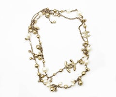 Chanel Gold CC Bell Pearl Necklace