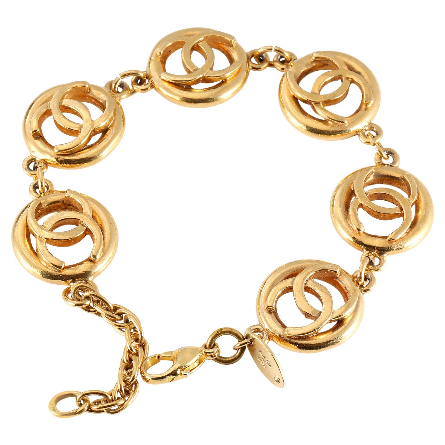 Vintage Chanel Gold Logo Coin Bracelet  TFTM Melrose
