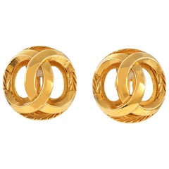 Vintage Chanel Gold CC Cage Earrings