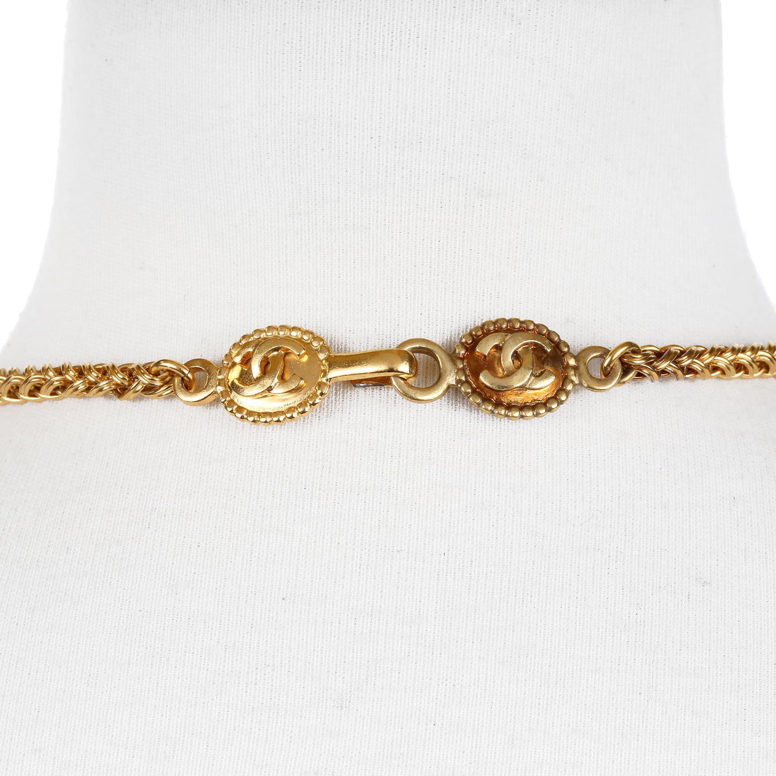 Chanel Gold CC Clover Medallion Necklace 1