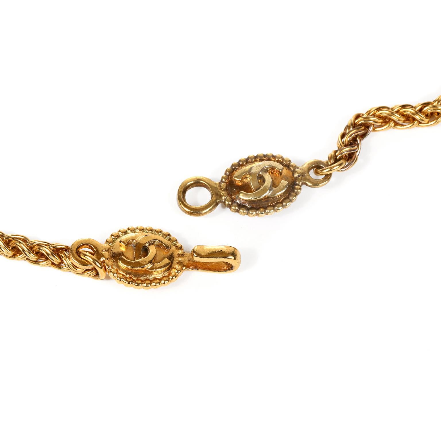 Chanel Gold CC Clover Medallion Necklace 2