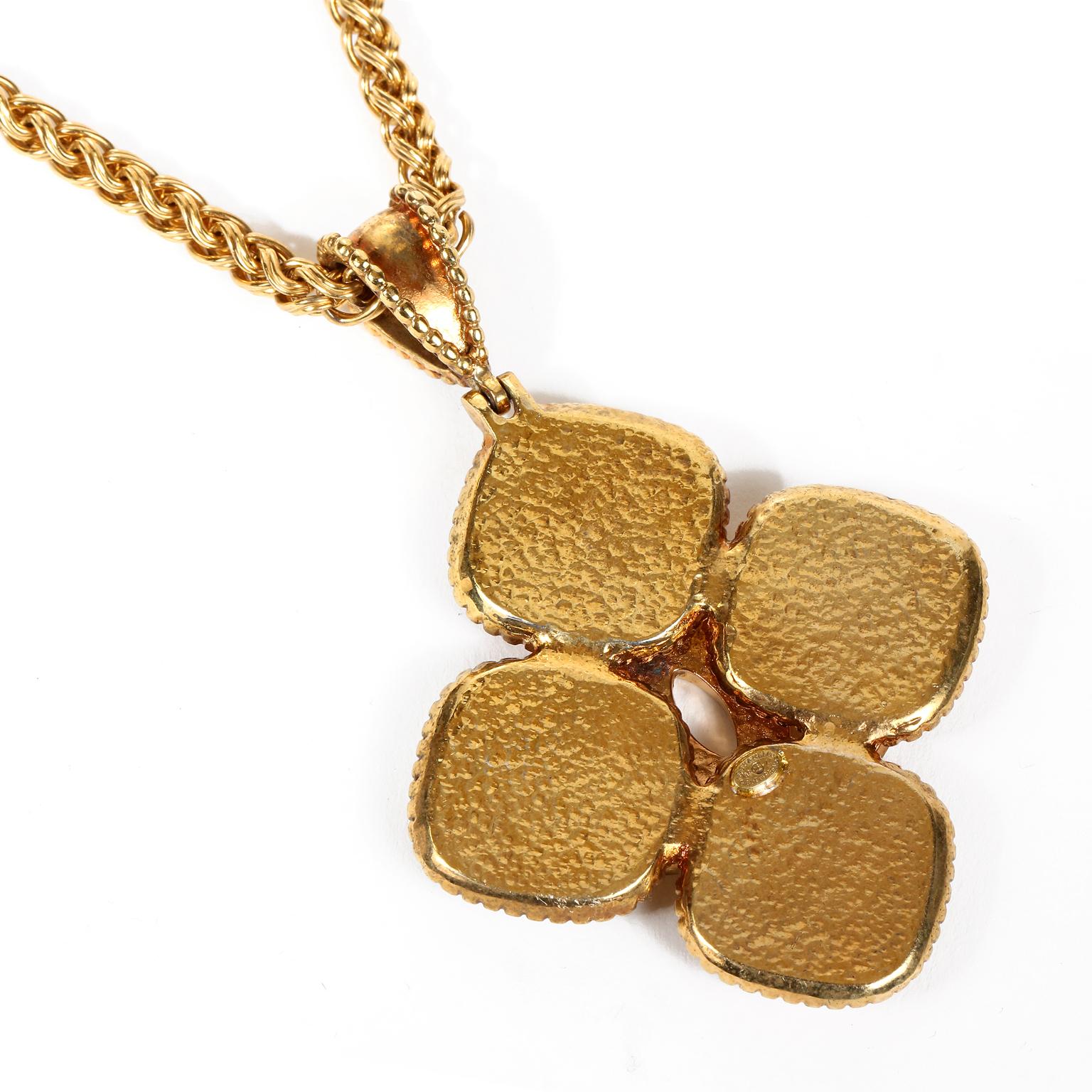 Chanel Gold CC Clover Medallion Necklace 4