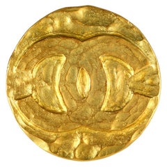 Vintage Chanel Gold CC Coin Pin