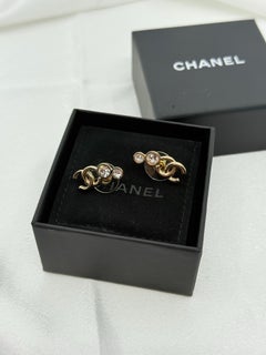 Chanel Gold CC Crystal Climber Earrings