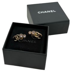 Chanel Gold CC Crystal Climber Earrings