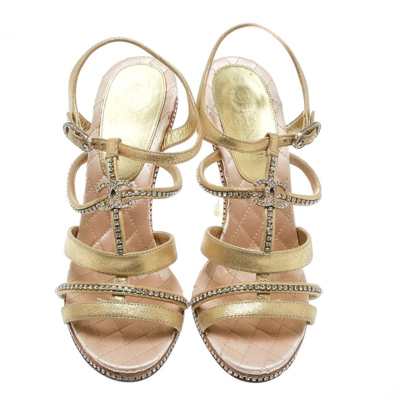 chanel gold cc heels