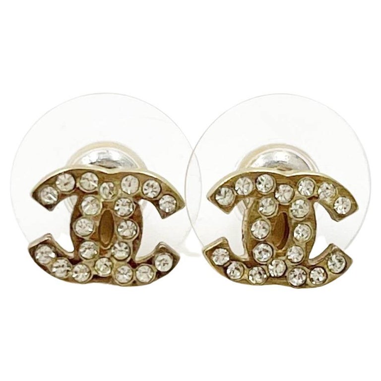 Chanel Gold CC Crystal Small Piercing Earrings at 1stDibs  chanel gold  stud earrings, piercing chanel, chanel earrings cc