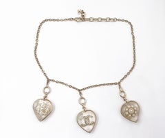 Chanel Gold CC Flower Heart Charm Necklace