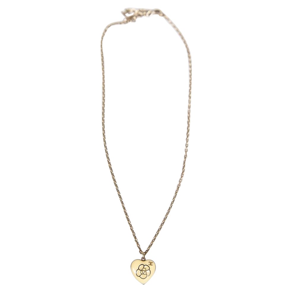 Chanel Gold CC Heart Pendant Necklace