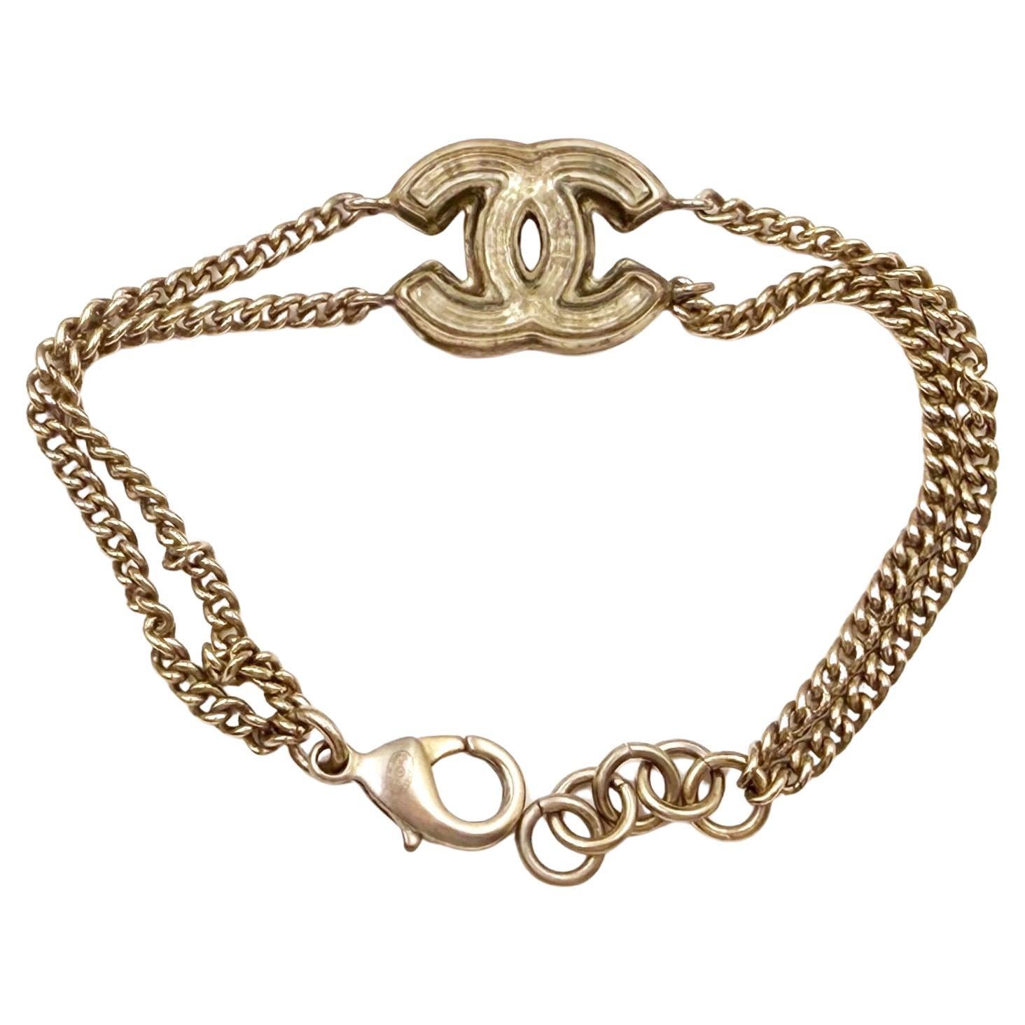 Chanel Gold CC Ice Glace Pop Up Double Chain Bracelet