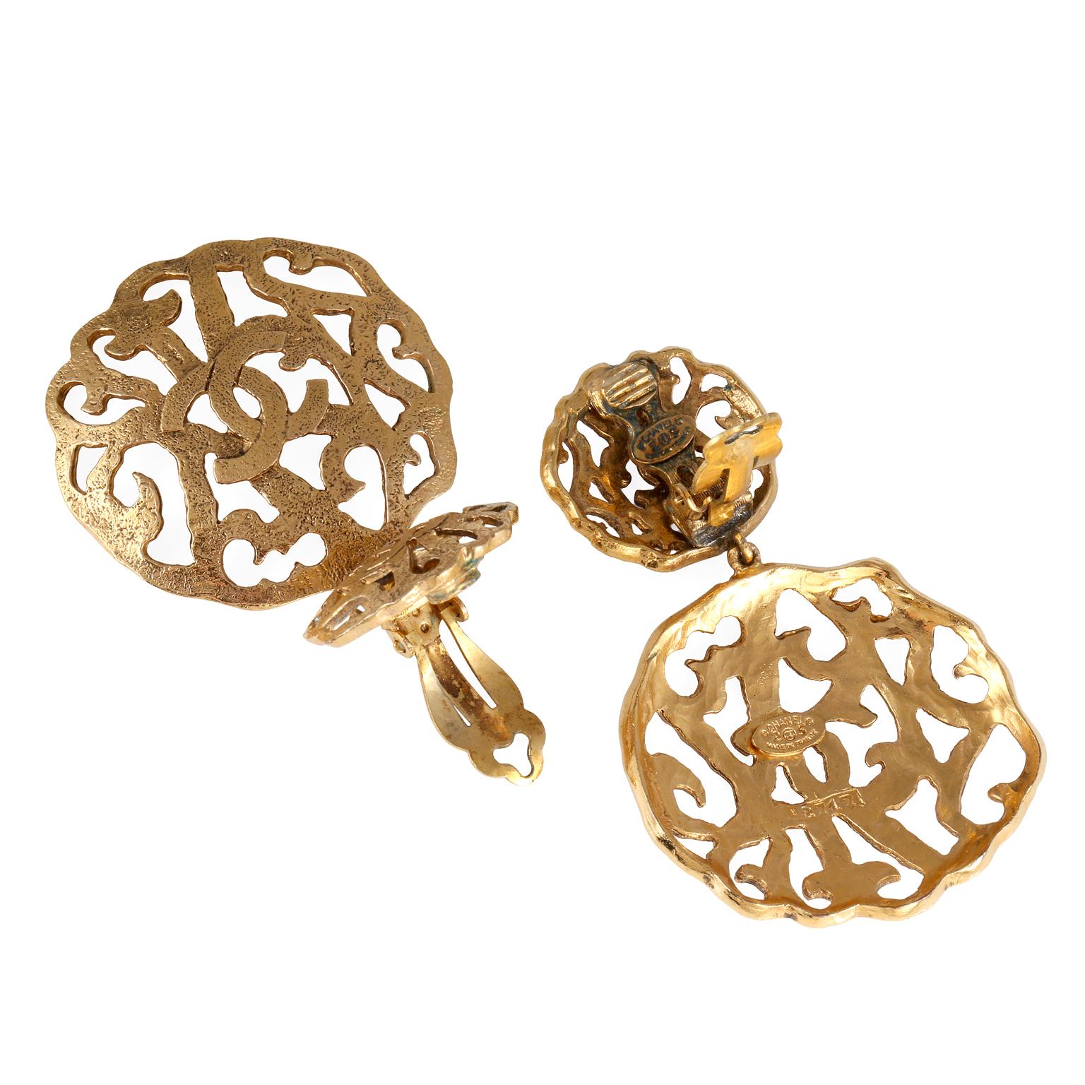 gold cc earrings