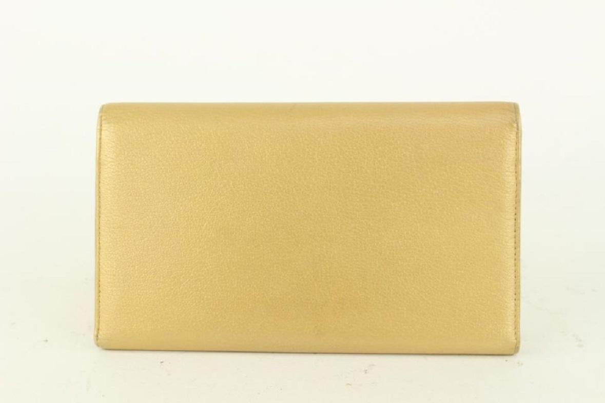 Chanel Gold CC Logo Long Trifold Flap Wallet 930C12  For Sale 2