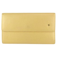 Chanel Gold CC Logo Long Trifold Flap Wallet 930C12