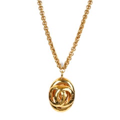Chanel Gold CC Oval Pendant Necklace