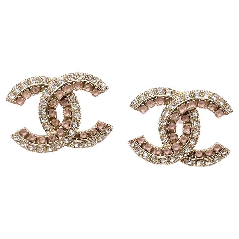 Chanel Silver & Rhinestone Large CC Logo & Star Earrings, Spring 2020