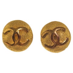 Chanel Gold CC Round Shaped Logo Earrings