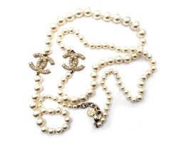 Chanel Gold CC Scatter Pearl Pearl Long Necklace 100 Yr Anniversary
