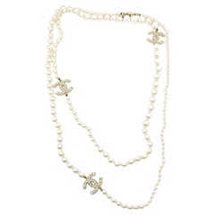 Chanel Gold CC Scatter Pearl Pearl Long Necklace 100 yr Anniversary   