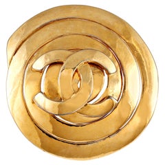 Used Chanel Gold CC Spiral Pin