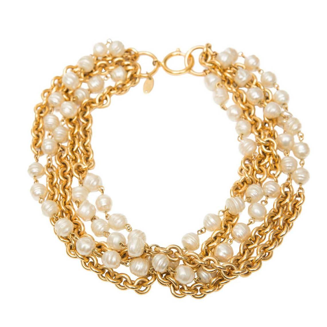 Chanel Gold Chain And Pearl Necklace,  Circa 1985