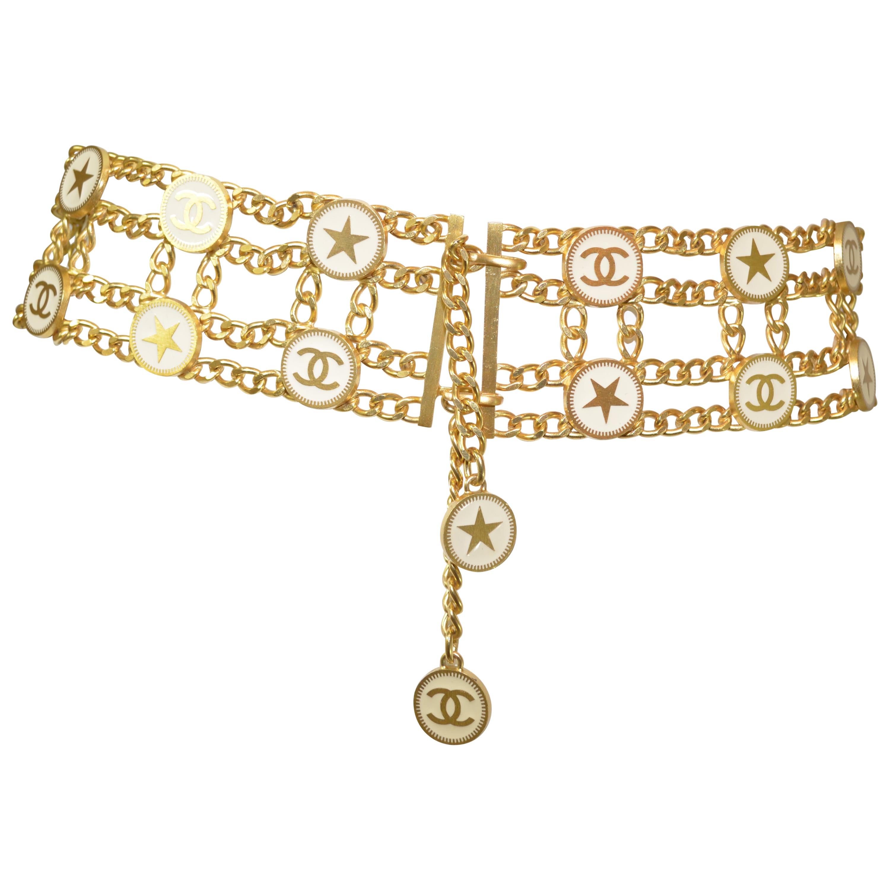CHANEL GOLD CHAIN BELT WITH BALL CHARMS  RARE VINTAGE  eBay