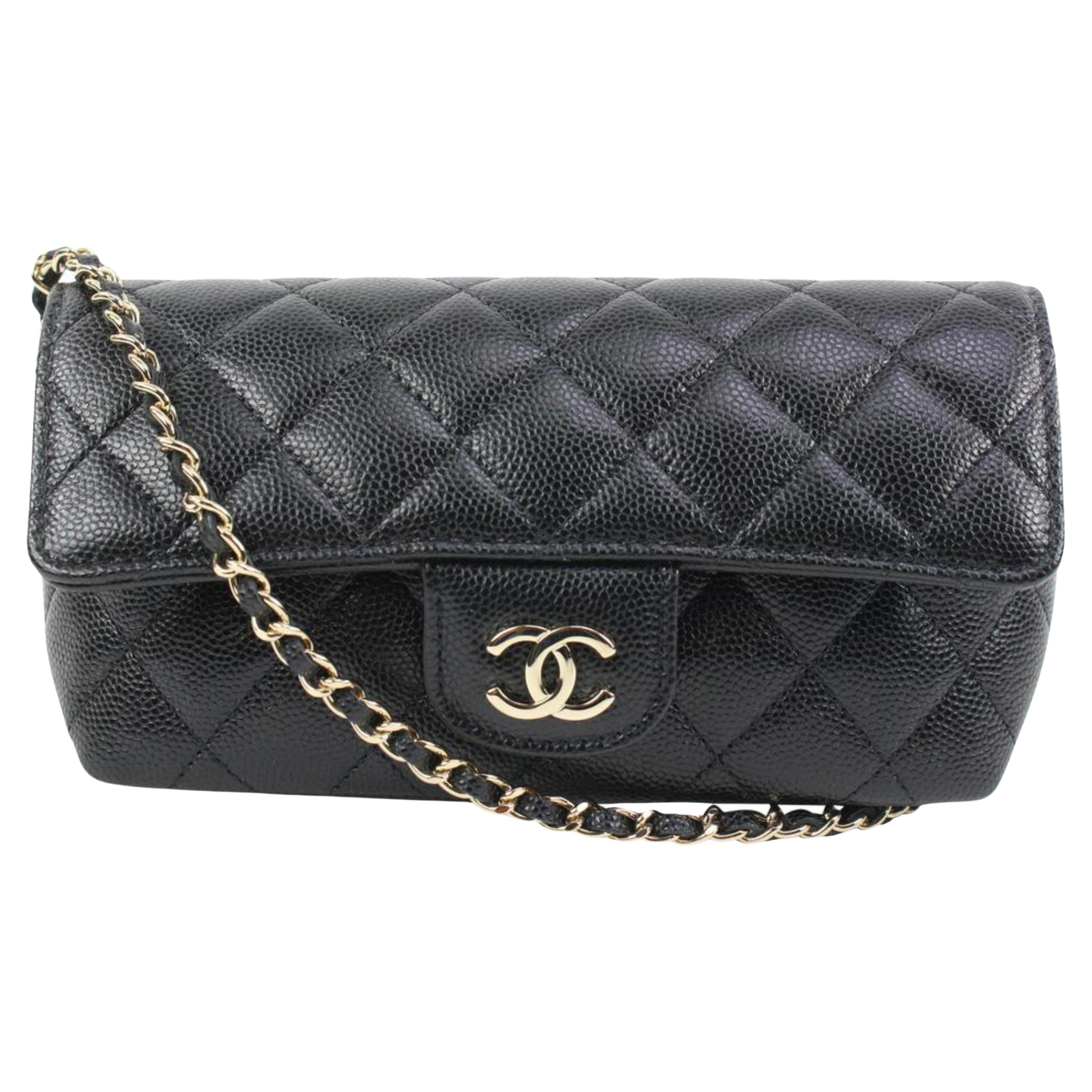 Chanel Limited Black Lambskin Gold Chain AllOver Classic Flap Cage