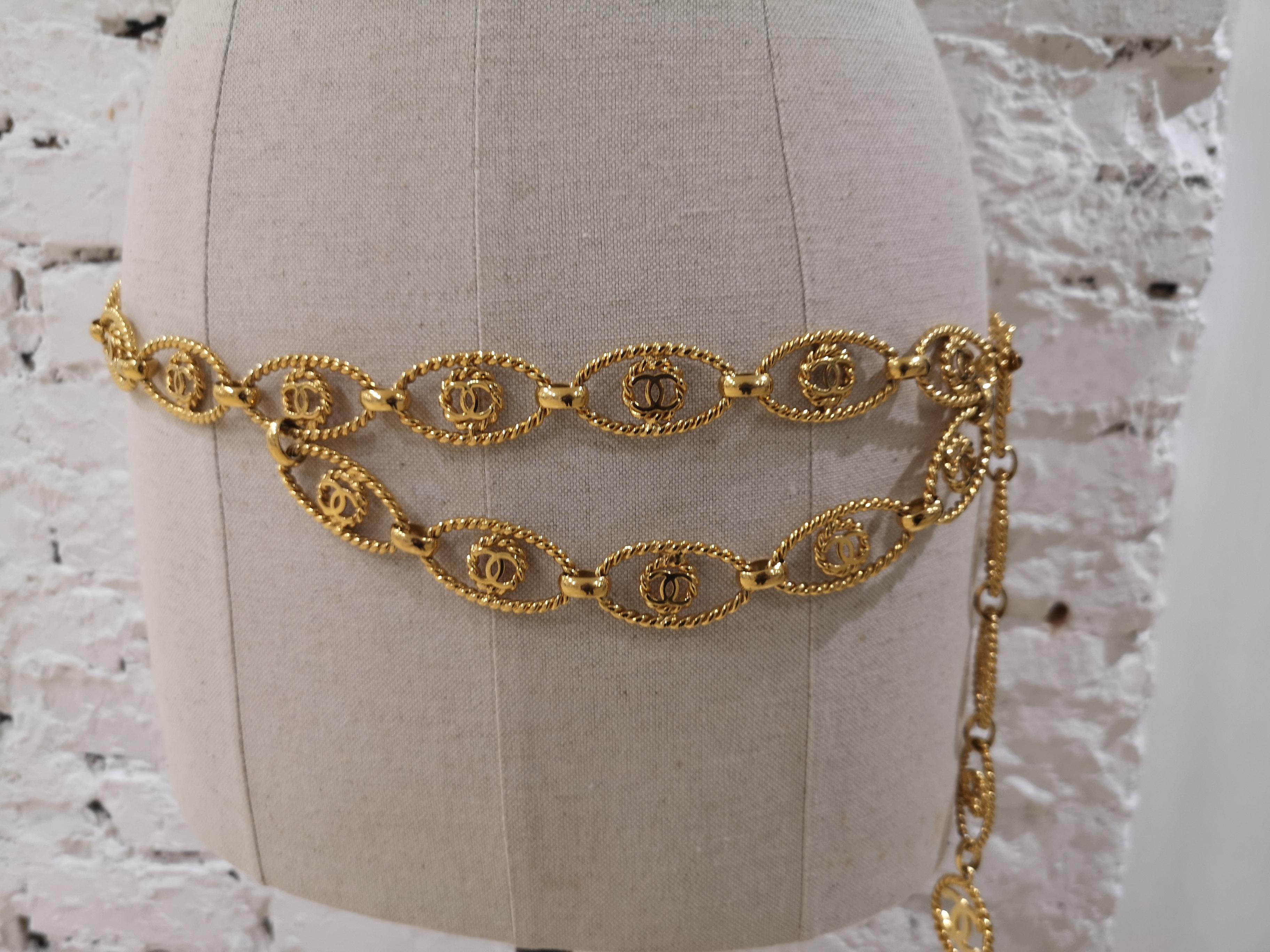 Brown Chanel Gold Chain CC Belt