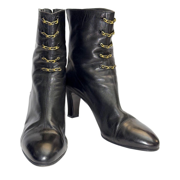 Stivaletti Bassi Stivaletti Con Catena Oro Stivaletti In Pelle Con