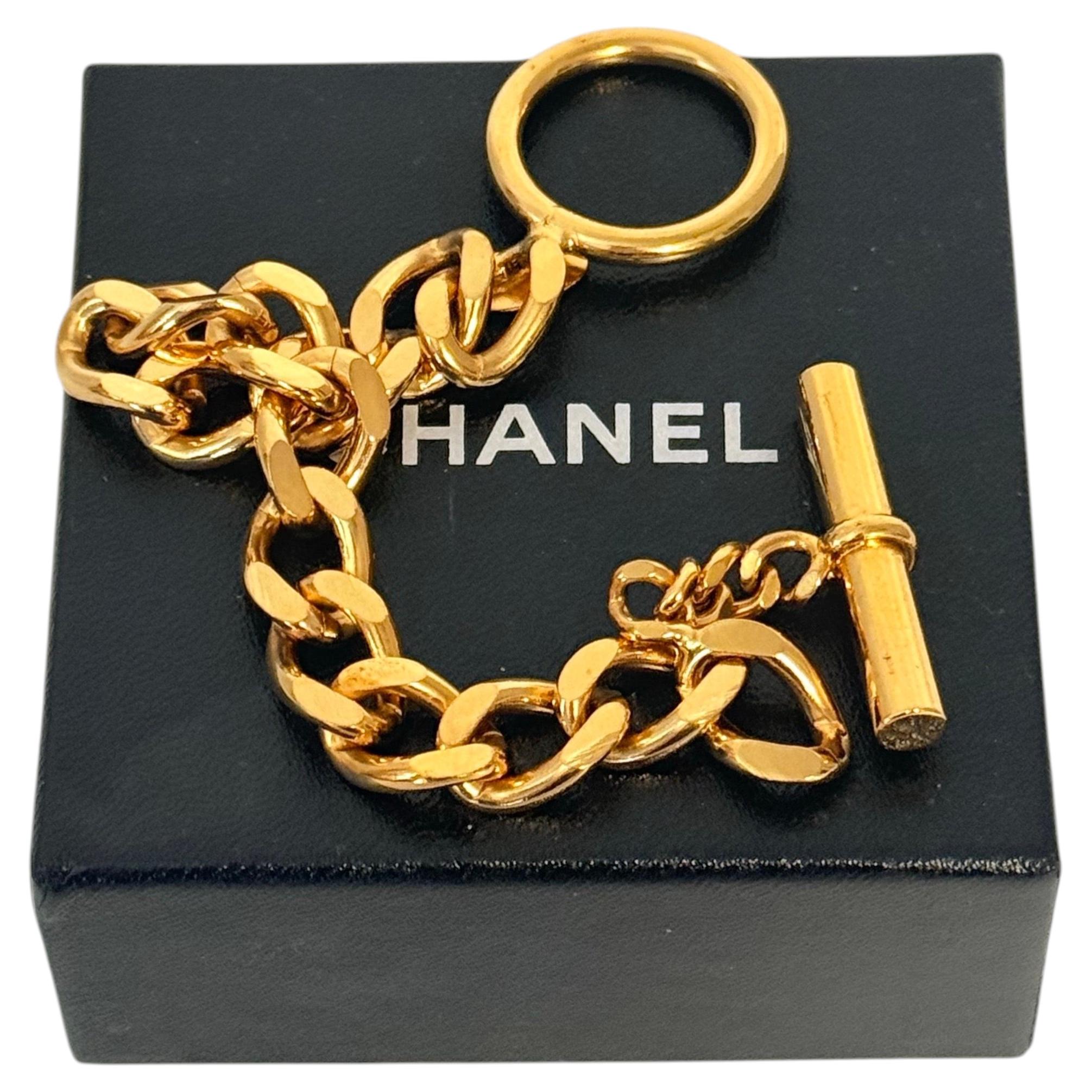 Chanel Pulsera vintage de eslabones de cadena dorada