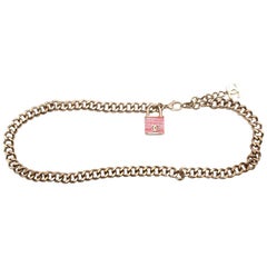 Chanel Gold Chain Pink Tweed Locket CC Belt