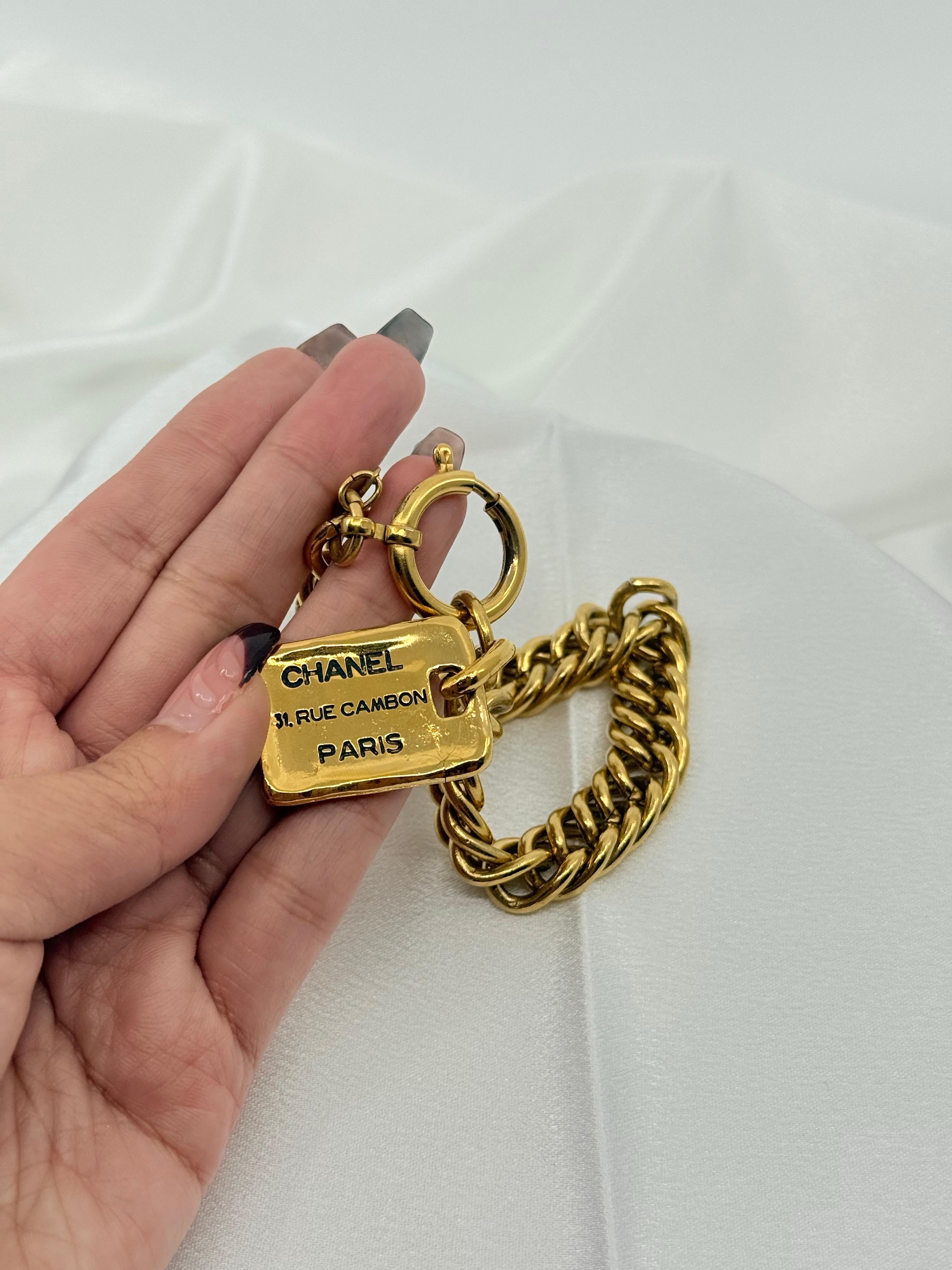 Chanel Gold Chain Vintage 31 Rue Cambon Paris Charm Bracelet For