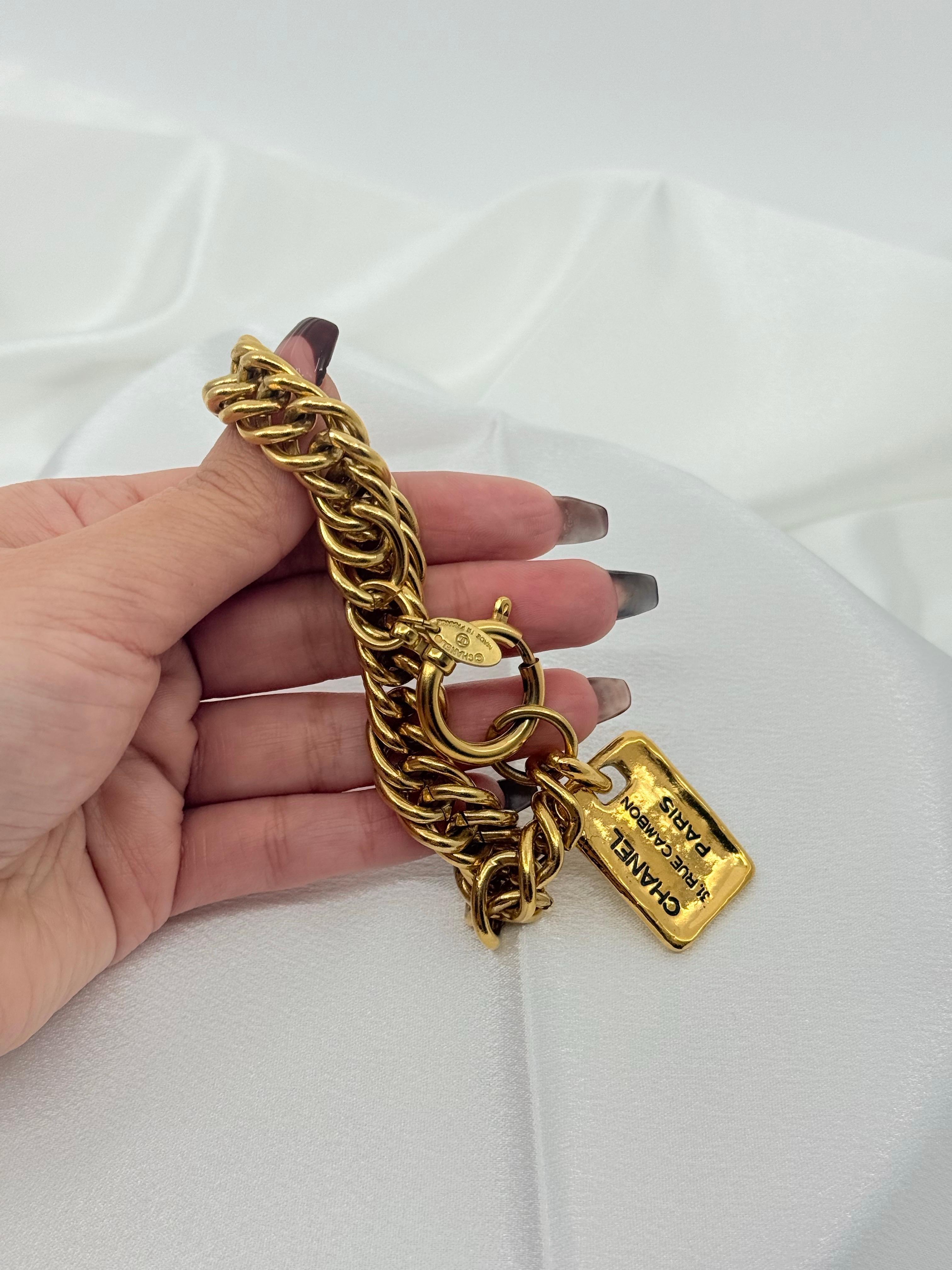 Chanel Gold Chain Vintage 31 Rue Cambon Paris Charm Bracelet For