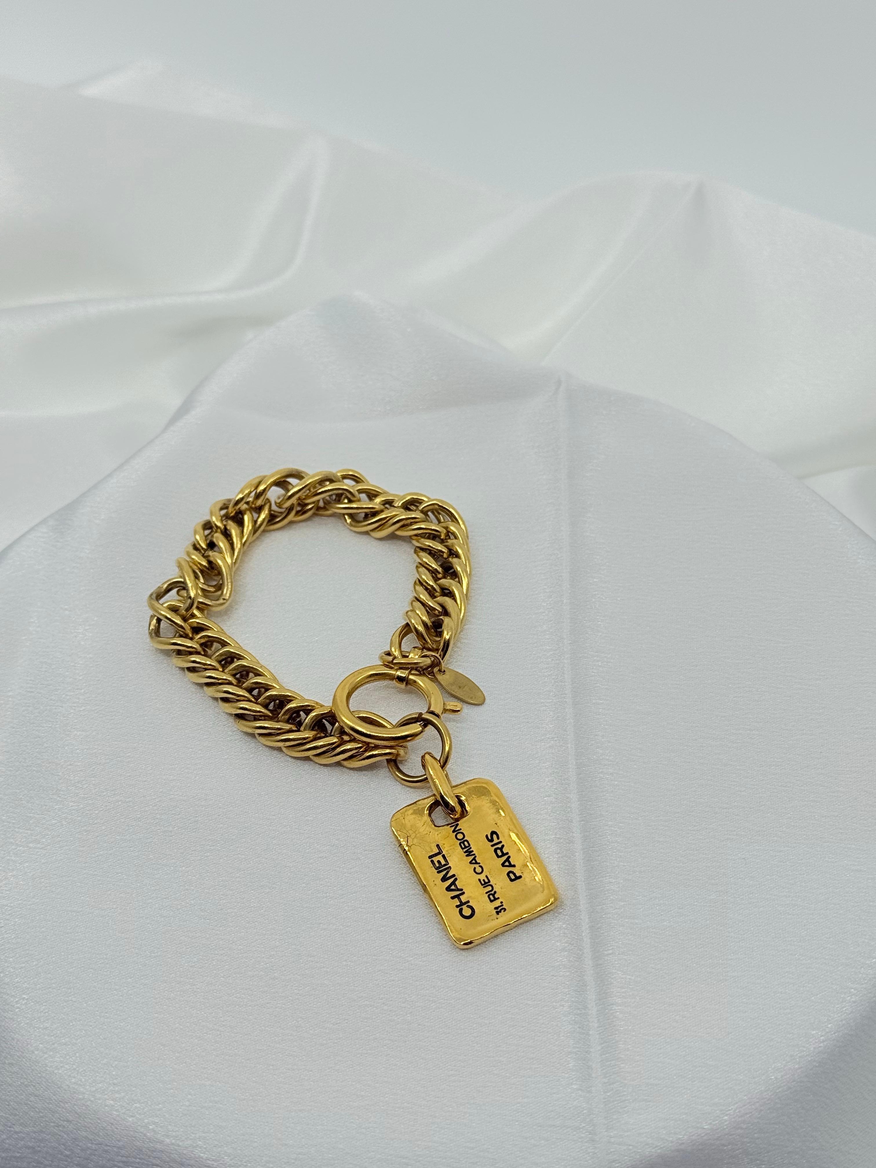 Chanel Gold Chain Vintage 31 Rue Cambon Paris Charm Bracelet For