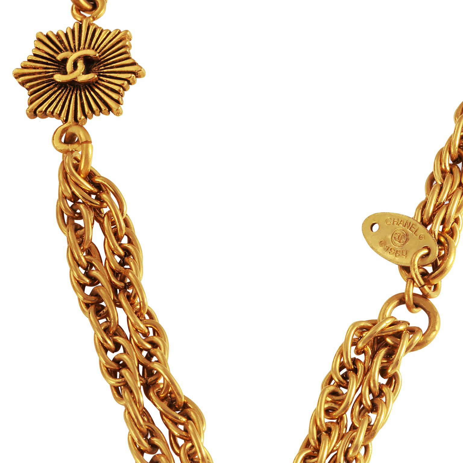 Chanel Gold Chain with CC Pendants Vintage Necklace 2